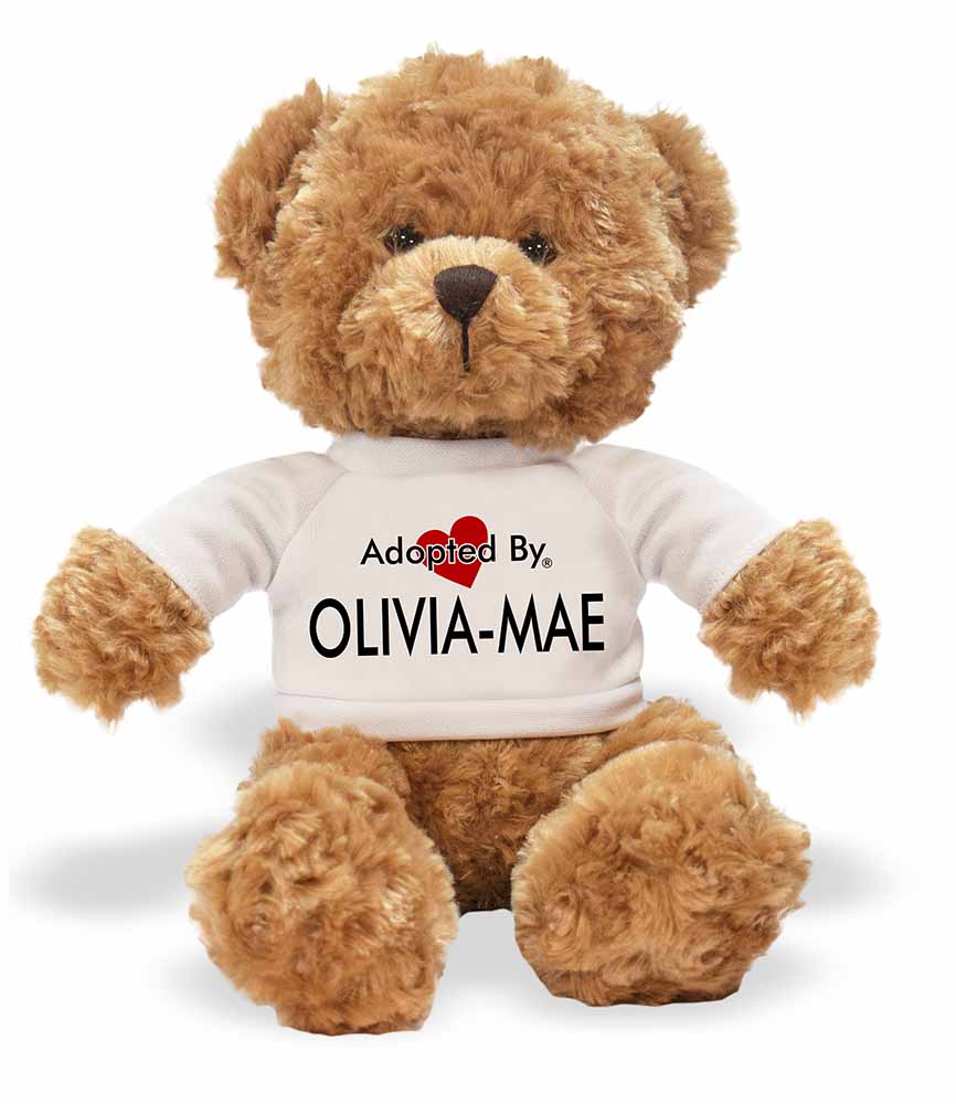 Promotional Adopted By OLIVIA-MAE Teddy Bear Wearing a Personalised Name  T-Shirt ID:194163