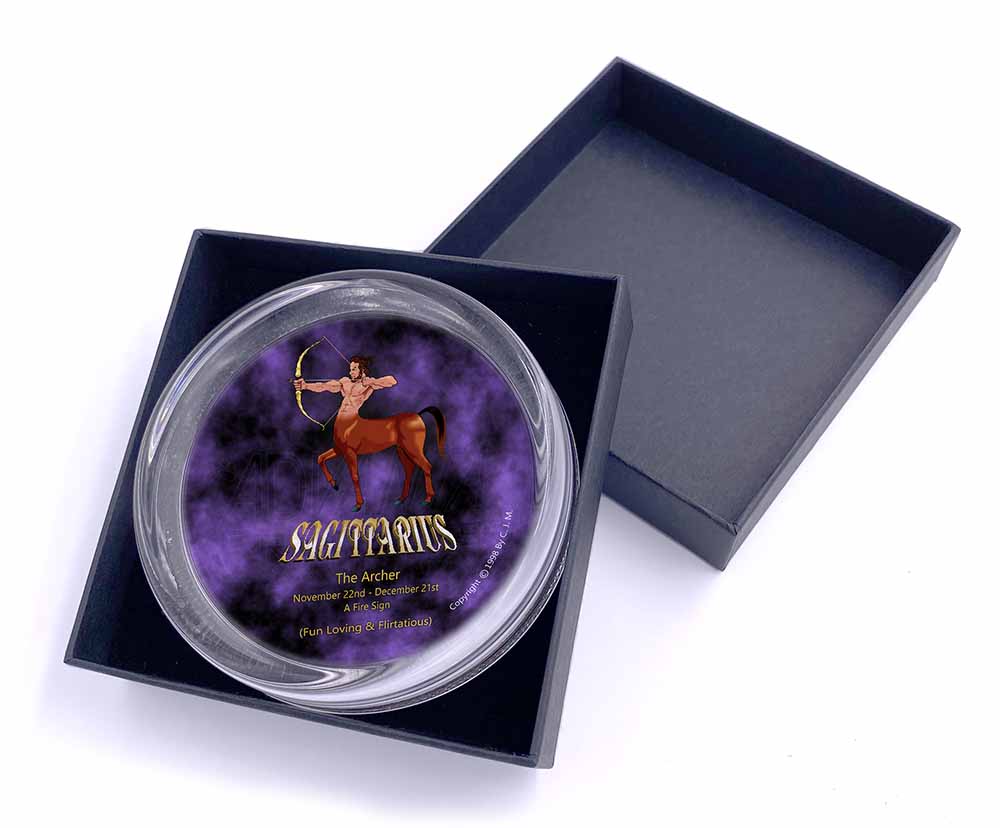 Promotional Sagittarius Star Sign of the Zodiac Glass Paperweight