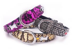 Jewelled Snakeskin Pattern Pet Collar