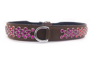 Jewelled Nubuck Dog Collar w. Purple Gems