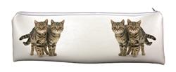 Brown Tabby Cats Large PVC Cloth School Pencil Case Cat