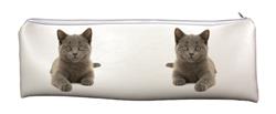 British Blue Kitten Large PVC Cloth School Pencil Case AC-186CA