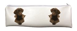 Large PVC School Pencil Case Chocolate Labrador Puppy