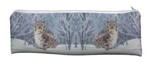 Wild Lynx in Snow Large, Long Pencil Case Back to School