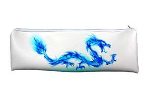 Stunning Blue Fire Flame Dragon on White Large Pencil Case