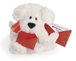 Cute Message Bear White Dog With A Love-Note to Write On