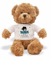 Taurus Astrology Star Sign Teddy Bear Wearing a Printed Zodiac T-Shirt