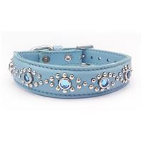 Small Baby Blue Cat or Puppy Dog Collar With Jewels Fits Neck: 9-10.5"