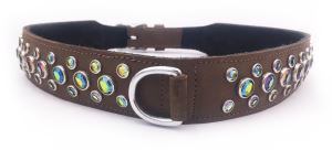 Brown Nubuck+Jewels Dog Collar X-Large Neck 21"-24" Pet