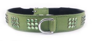 Jewelled Nubuck Dog Collars w. Square Gem Pattern