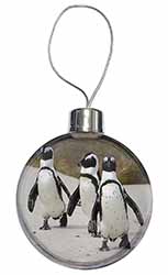 Penguins on Sandy Beach Christmas Bauble