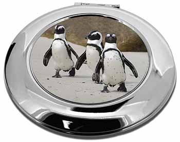 Penguins on Sandy Beach Make-Up Round Compact Mirror