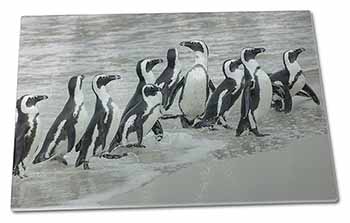 Large Glass Cutting Chopping Board Sea Penguins