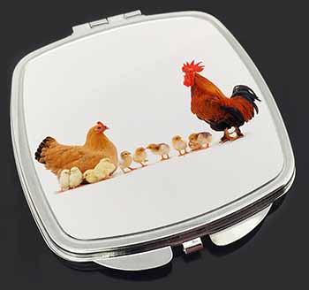 Hen, Chicks and Cockerel Make-Up Compact Mirror