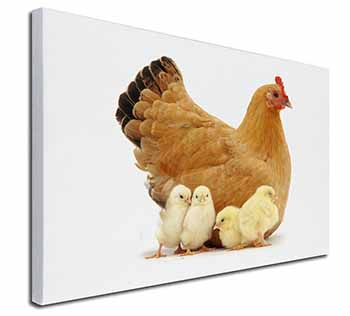 Hen with Baby Chicks Canvas X-Large 30"x20" Wall Art Print