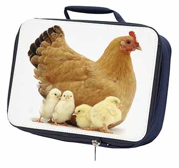 Hen with Baby Chicks Navy Insulated School Lunch Box/Picnic Bag