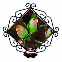 Lovebirds, Pretty Love Birds Wrought Iron Wall Art Candle Holder