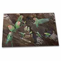 Large Glass Cutting Chopping Board Lovebirds, Pretty Love Birds