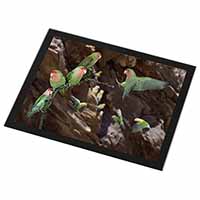 Lovebirds, Pretty Love Birds Black Rim High Quality Glass Placemat