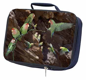 Lovebirds, Pretty Love Birds Navy Insulated School Lunch Box/Picnic Bag