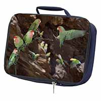 Lovebirds, Pretty Love Birds Navy Insulated School Lunch Box/Picnic Bag