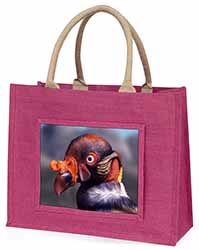 King Vulture Bird of Prey Large Pink Jute Shopping Bag