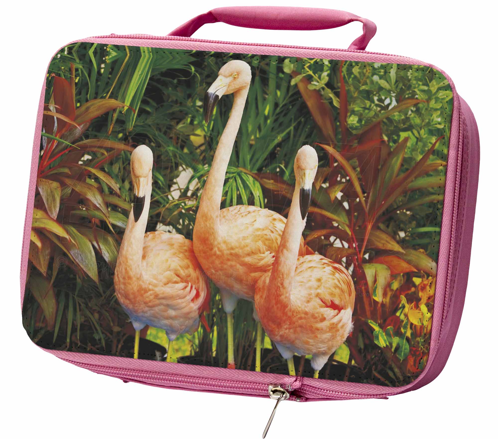 flamingo print suitcase