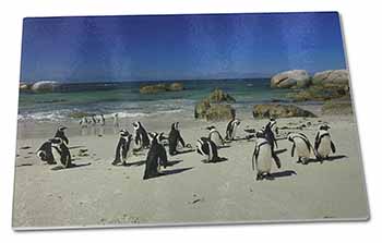 Large Glass Cutting Chopping Board Beach Penguins