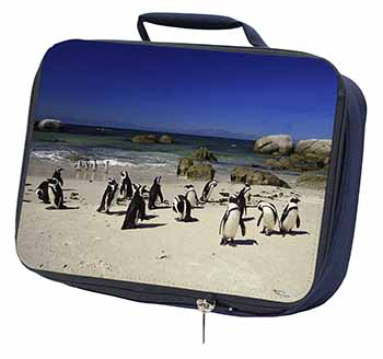 Beach Penguins Navy Insulated School Lunch Box/Picnic Bag