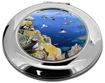 Puffins and Sea Bird Montage Make-Up Round Compact Mirror