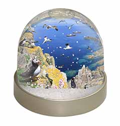 Puffins and Sea Bird Montage Snow Globe Photo Waterball