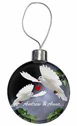 Doves Personalised Valentines Day Gift Christmas Bauble