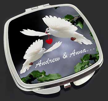 Doves Personalised Valentines Day Gift Make-Up Compact Mirror