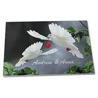 Doves Personalised Valentines Day Gift Large Glass Cutting Chopping Board