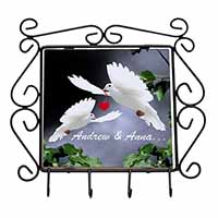 Doves Personalised Valentines Day Gift Wrought Iron Key Holder Hooks