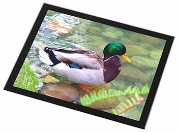 Mallard Duck by Stream Black Rim High Quality Glass Placemat