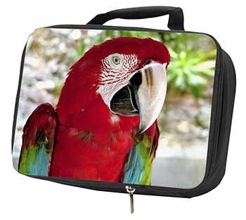 Green Winged Red Macaw Parrot Black Insulated School Lunch Box/Picnic Bag