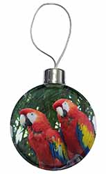 Macaw Parrots in Palm Tree Christmas Bauble