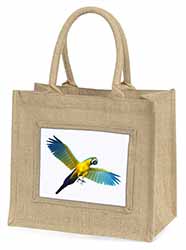 In-Flight Flying Parrot Natural/Beige Jute Large Shopping Bag