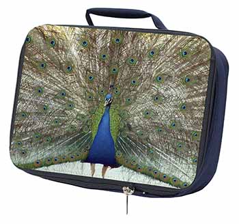 Rainbow Feathers Peacock Navy Insulated School Lunch Box/Picnic Bag