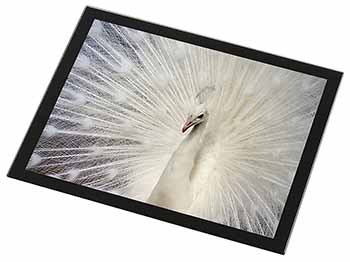 White Feathers Peacock Black Rim High Quality Glass Placemat