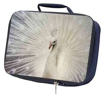 White Feathers Peacock Navy Insulated School Lunch Box/Picnic Bag