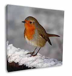 Robin on Snow Wall Square Canvas 12"x12" Wall Art Picture Print