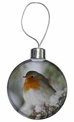 Robin Red Breast in Snow Tree Christmas Bauble