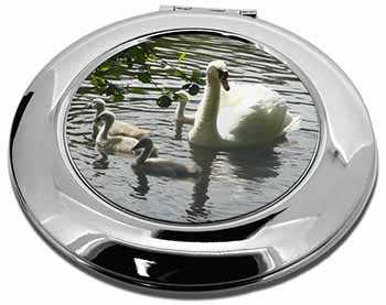 Swans and Baby Cygnets Make-Up Round Compact Mirror