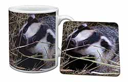 Badger in Straw Mug and Coaster Set