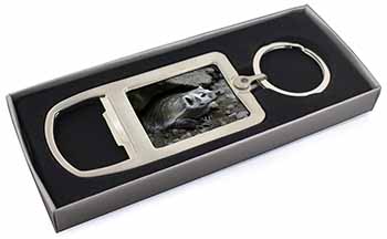 Badger on Watch Chrome Metal Bottle Opener Keyring in Box