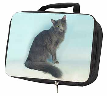 Silver Grey Javanese Cat Black Insulated School Lunch Box/Picnic Bag