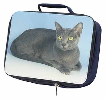 Silver Grey Thai Korat Cat Navy Insulated School Lunch Box/Picnic Bag