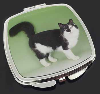 Black+White Norwegian Forest Cat Make-Up Compact Mirror